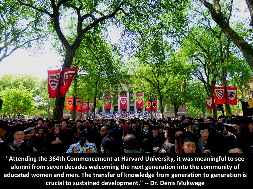 DenisMukwege's tweet photo. The transfer of #knowledge from #generation to generation is crucial to sustained #development. #Harvard2015 http://t.co/4zKBXX8kJ8