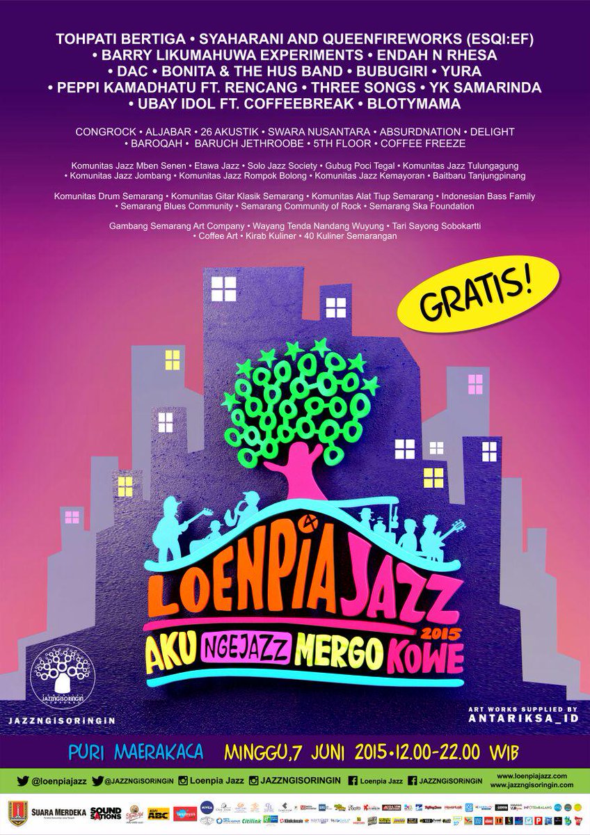 wisatasemarang's tweet photo. Pagelaran Jazz Terbesar di Semarang @LoenpiaJazz Digelar 7 Juni 2015 di Puri Maerakaca #LJ2015 http://t.co/gZokw6TTd4