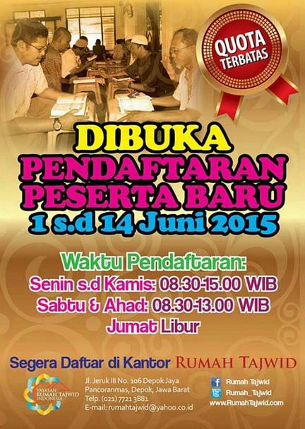 _Luthfii's tweet photo. Kuota terbatas untuk angkatan baru #RumahTajwid. Pastikan tempat kamu sekarang. http://t.co/FVcMVFGb7q