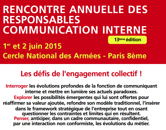 JeanDenisG's tweet photo. J'interviens cet aprem avec @SandQuinton à la #RARCI La Rencontre Annuelle des Responsables de #Communication Interne http://t.co/cmt1x9nX7Z