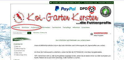 Koimenue's tweet image. Neue #Suchfunktion für unser #Koifutter &amp;amp; #Störfutter verfügbar | bit.ly/1Kxz3tk