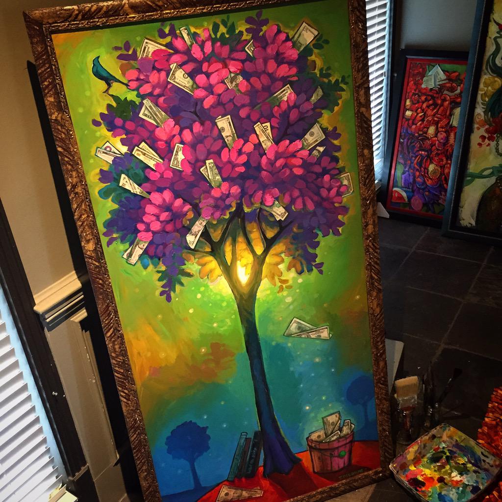 TerranceOsborne's tweet photo. Does money grow on trees? Title- "Yes It Does" If I paint it then it will. π #yesitdoes #tosborne #realmoney http://t.co/y6iEeku7I6