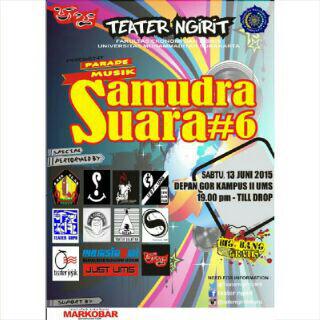parade musik samudra suara #6 | sabtu 13 juni | depan GOR UMS | 16.00 | free <a href="/teatertesa/">Teater TESA</a> <a href="/teater_akar/">TeaterAkar</a> <a href="/teaterwejang/">Teater Wejang</a>