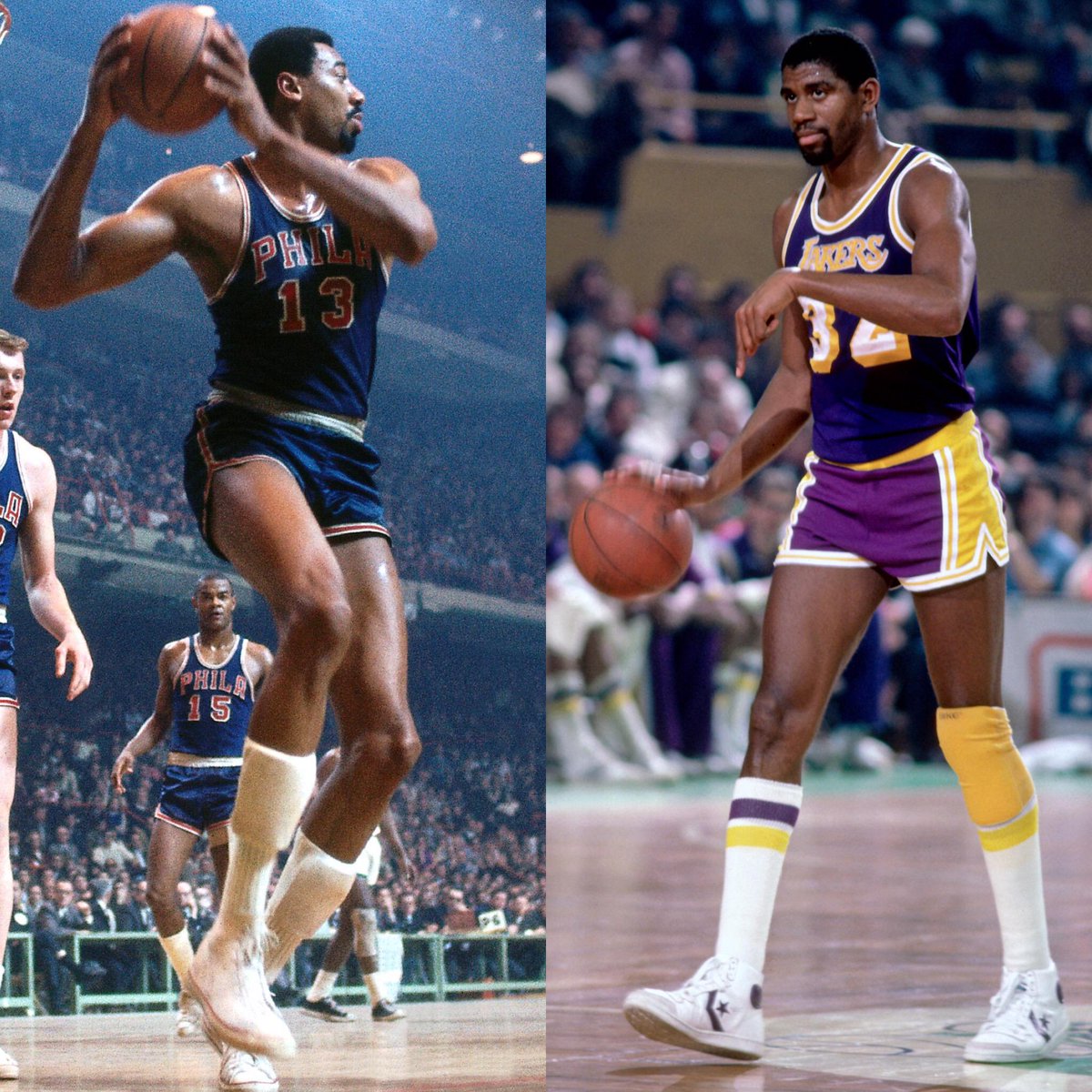 NBAHistory's tweet image. #FinalsTrivia: Wilt &amp;amp; Magic are the only two players to record back-to-back triple-doubles in the #NBAFinals.