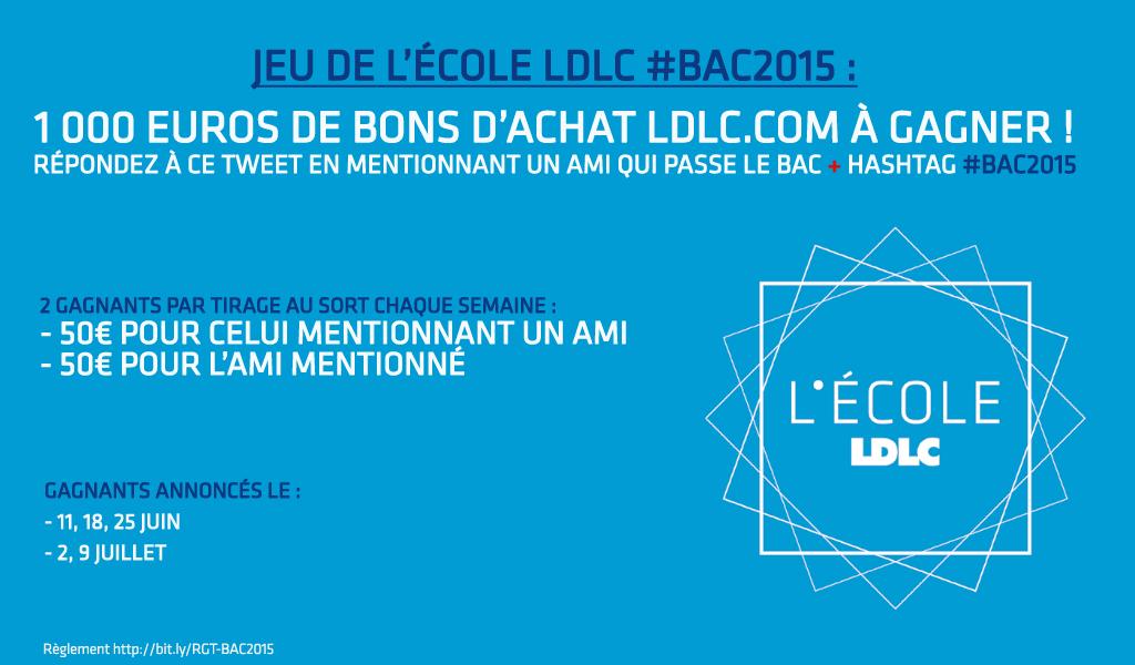 ecoleLDLC's tweet image. [JEU #BAC2015] 1 000€ à gagner avec @LDLC ! Un métier dans le numérique ? Découvrez lecole-ldlc.com !