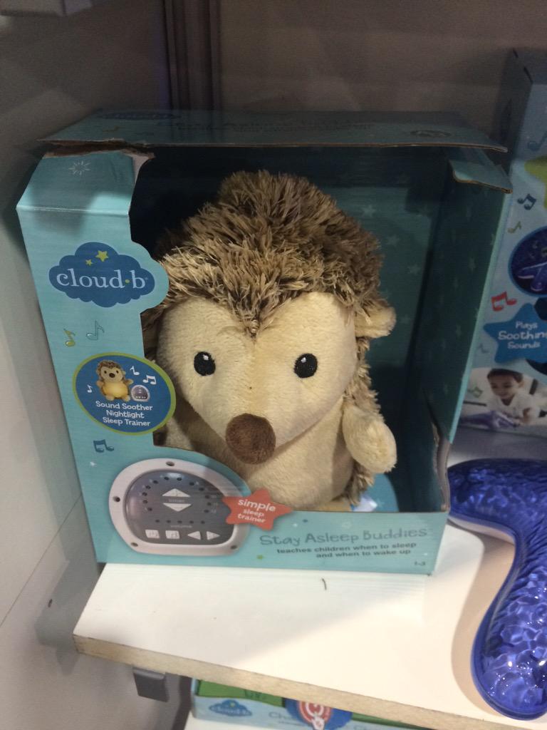 cloud_b's tweet photo. RT @KidsToday: New Stay Asleep Buddies hedgehog from @cloud_b helps kids fall asleep & wake w/ timed sounds. #ASTRA15 http://t.co/ulxQc1eBrT