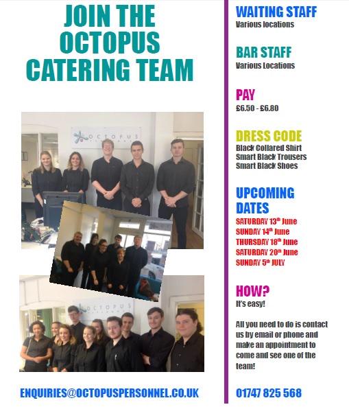 Join the Octopus catering team this summer #waiting #bar #somerset #Dorset #Wiltshire #octopus #work #money #team