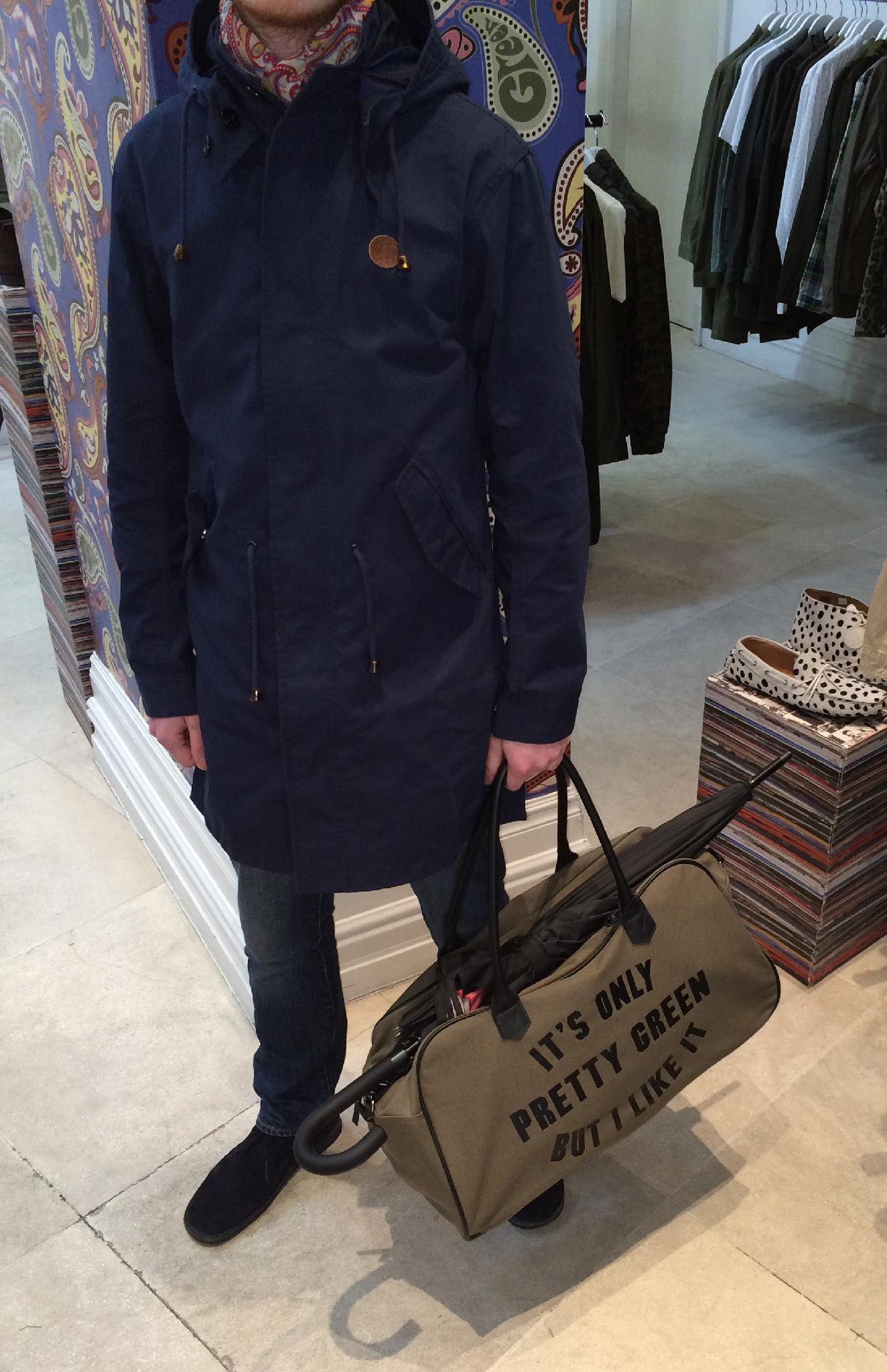 Pretty Green Manchester on X STAFF OUTFIT Navy Larkhill Parka with the Khaki OPG weekender bag All items in store now http t TNBPQRWZgn X