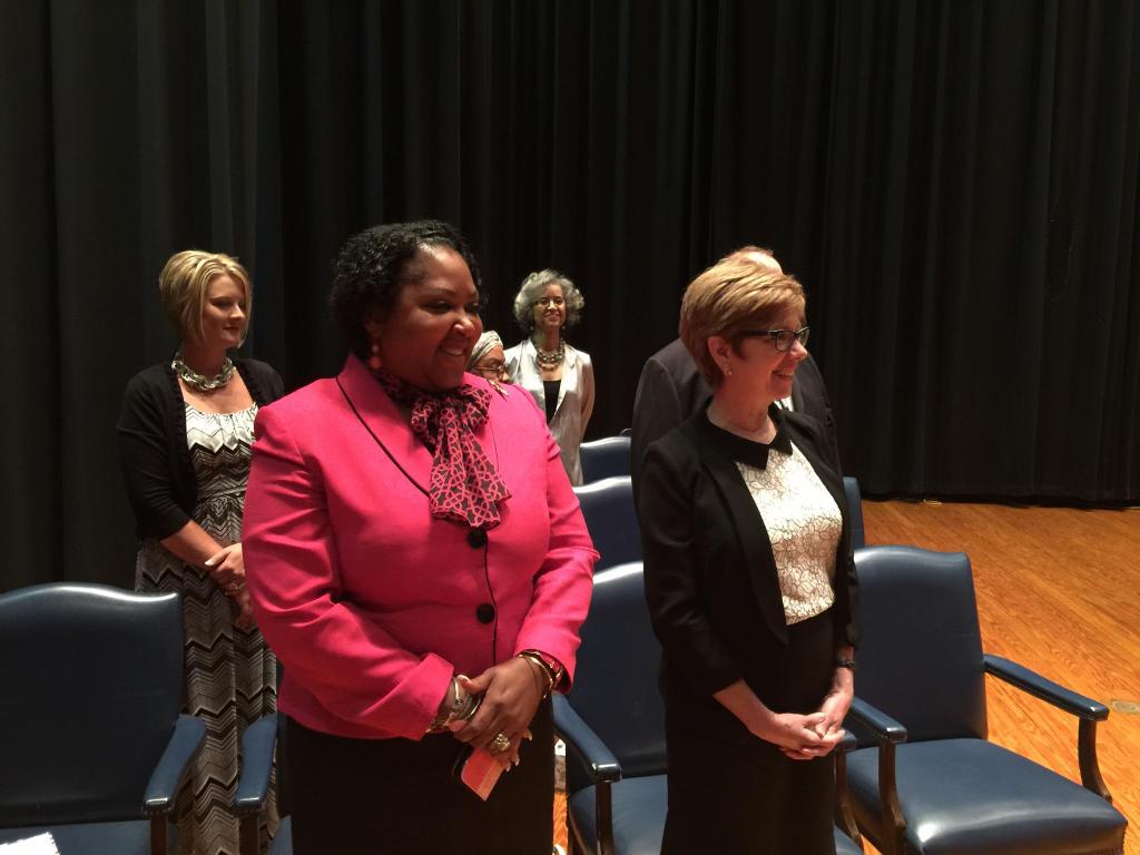 Brd Member Wilner and Asst Supe Dillard @ Liberty HS Grad 2015
