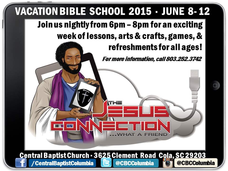 courtconnects's tweet photo. Our church, @CBCColumbia's VACATION BIBLE SCHOOL BEGINS THIS WEEK! Join us for #TheJesusConnection! #CBCCola http://t.co/5gPy4v7Fjo