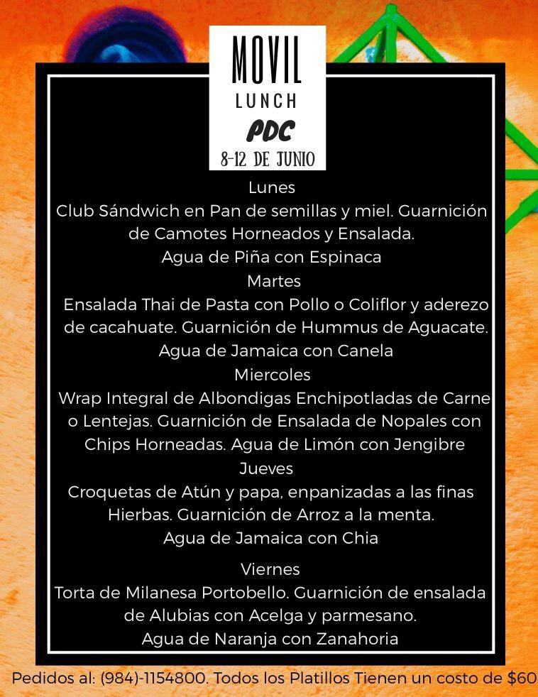 MovilLunchPDC's tweet photo. Aquí les dejamos el menú de la semana para que vayan planeando y reservando al 9841154800. Todos los platillos $60.00 http://t.co/SX0fptT05V