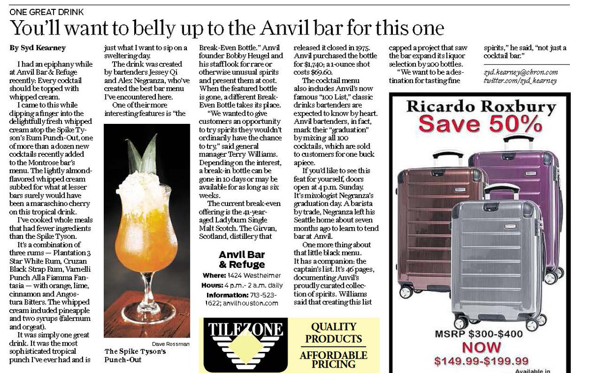 We had so much fun tasting through our new menu with <a href="/Syd_Kearney/">Syd Kearney</a> from the <a href="/HoustonChron/">Houston Chronicle</a>.