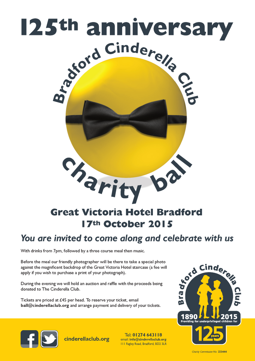 Cinderella1890's tweet image. Celebrating our 125th year the Cinderella Ball will be held on the 17th October at the Great Victoria Hotel