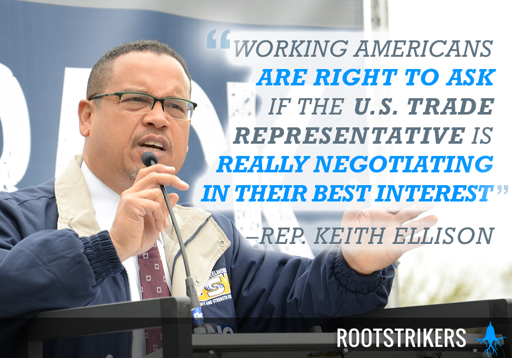 rootstrikers's tweet image. .@keithellison weighs in on whether USTR @MikeFroman should reveal his emails with Wall Street. #FastTrack