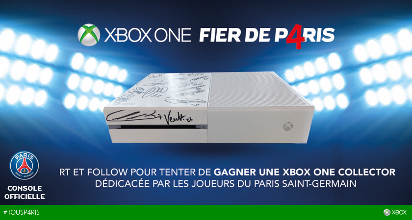 XboxFR's tweet image. RT pour gagner la console #XboxOne blanche dédicacée par les joueurs du @PSG_inside !