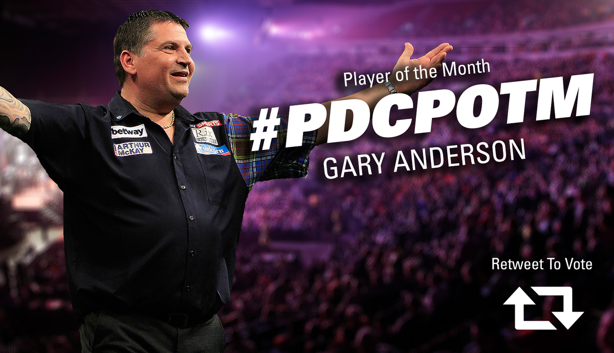OfficialPDC's tweet photo. PLAYER OF THE MONTH: RT to vote for @GaryAnderson180 as your PDC Player of the Month for May! #PDCPOTM http://t.co/PSn2SGidS1