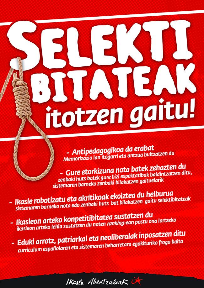 Selektibitateak ikasleok ito egiten gaituelako #selektibitaterikez