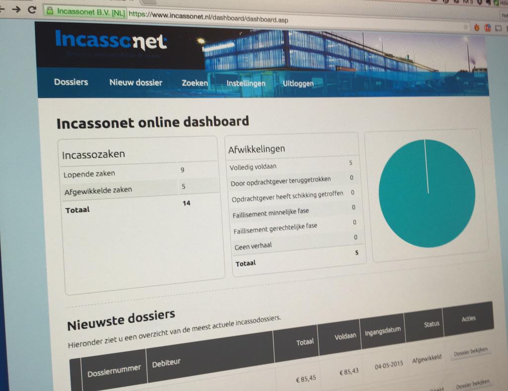 We werken hard aan de nieuwe versie van het <a href="/Incassonet/">Incassonet</a> Online dashboard. Volledige transparantie, daar staan we voor