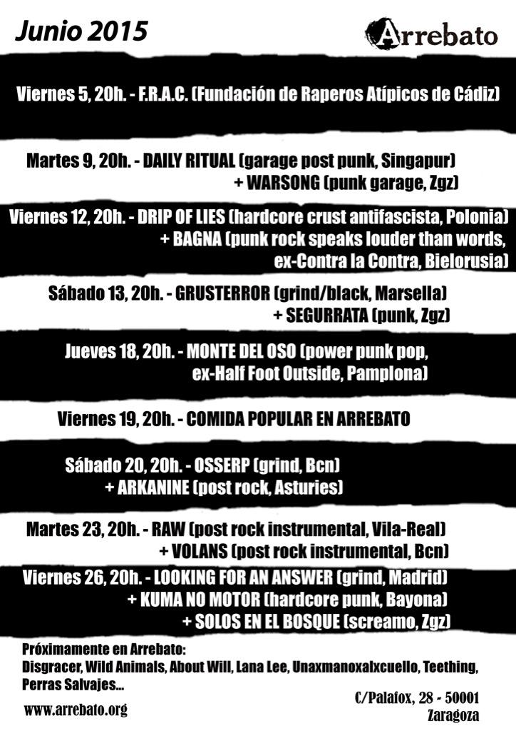 arrebato_zgz's tweet image. Junio en Arrebato @Comunicanroll @mhumanoprod @zgzfelizfeliz @arainfonoticias @zgz_conciertos @LaGuiaGOzgz
