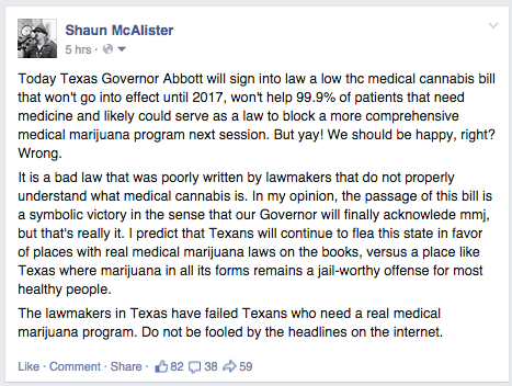 My first official statement on #sb399 being signed this afternoon by @GovAbbott. More to come.