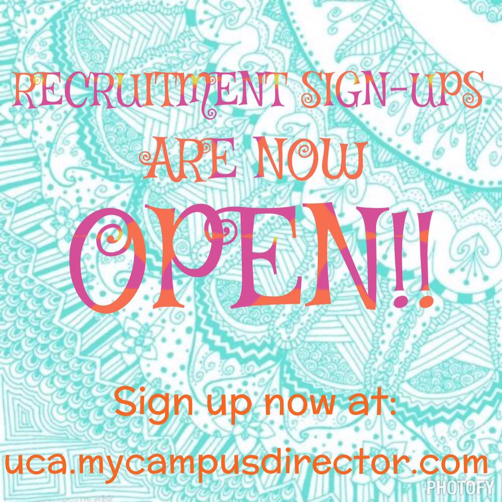 UCAPanhellenic's tweet image. It's here!! Recruitment sign ups are now OPEN! Panhellenic encourages you to sign up to find the sisterhood for you!💕