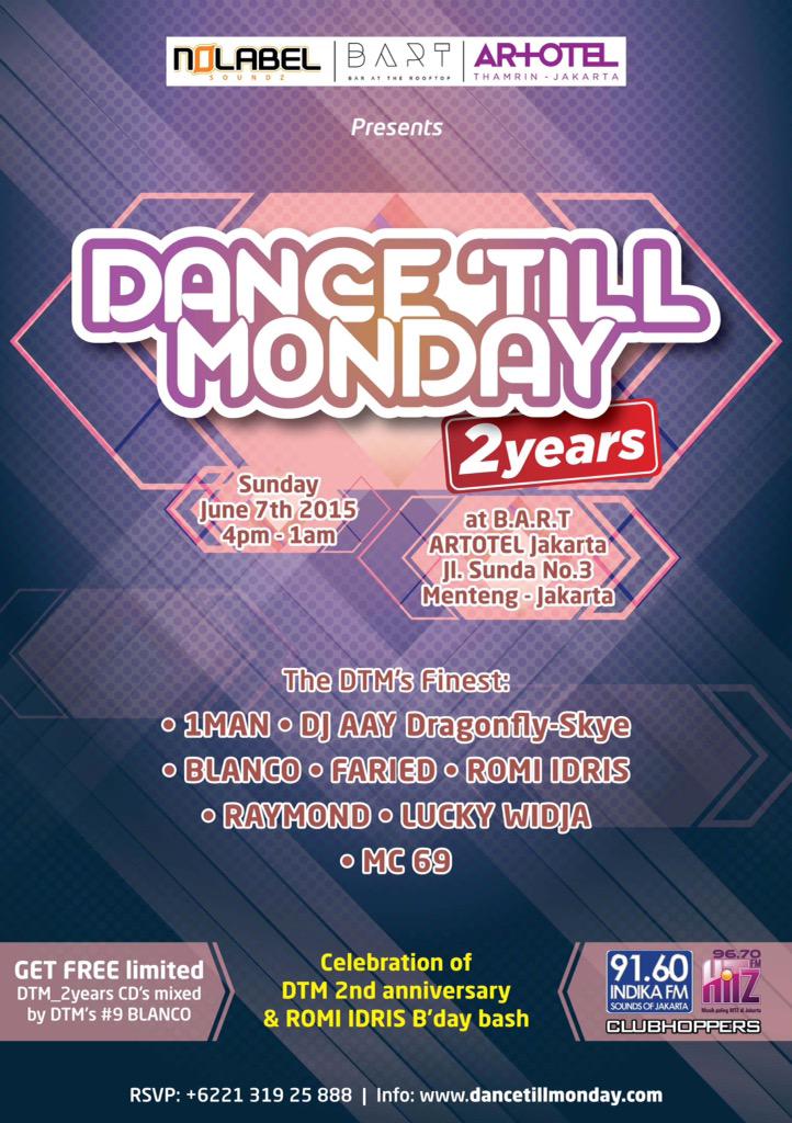 #DTM_2years | Sunday, June 7th | 4pm - end | at BART @ilove_ARTOTEL | <a href="/onemanzee/">1MAN ZACHARIAS</a> <a href="/djaaydragonfly/">DJ Aay</a> <a href="/BLANCOism/">Blanco Is Sarmanella</a>