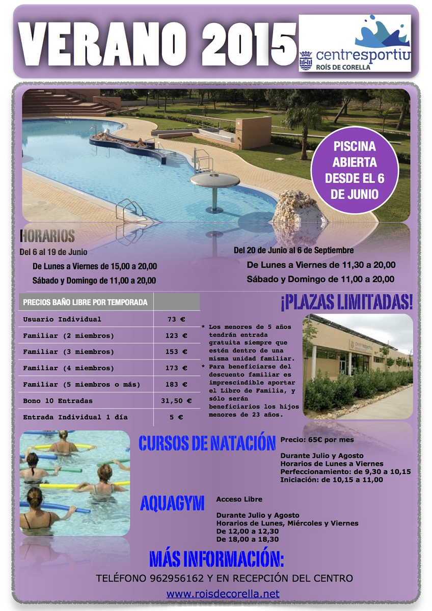 El próximo sábado 6 de Junio a las 11h,inauguramos la temporada!!!
Aquí tienes la tarifas!! Te esperamos!#verano2015
