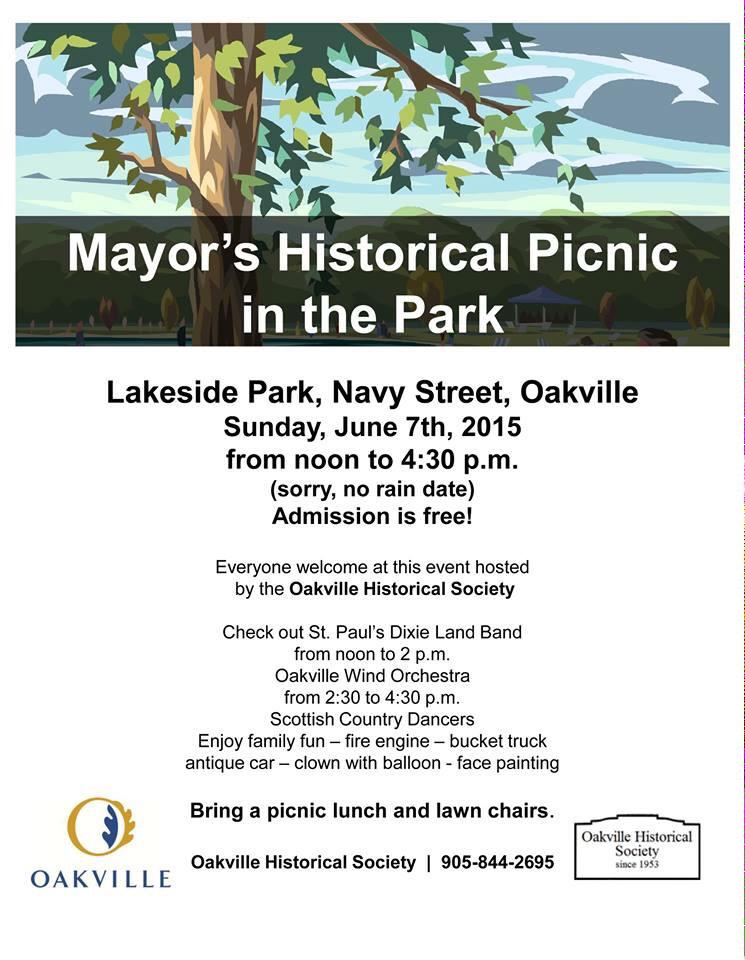 oakvillehistory's tweet photo. We are pleased to invite you to the Mayor's Picnic this Sunday 12-4:30 at Lakeside Park! @townofoakville #dtoakville http://t.co/P3pgkAv7jM