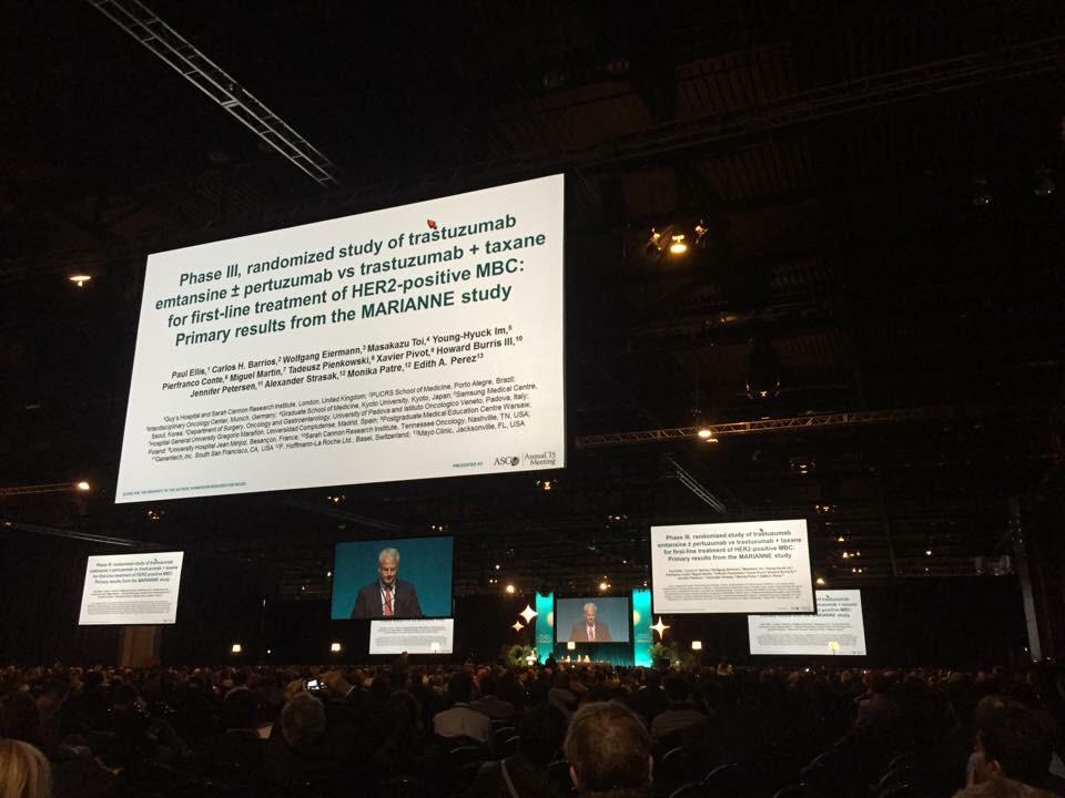 Paul Ellis presenting on the Marianne study results with T-DM1 #ACSO15