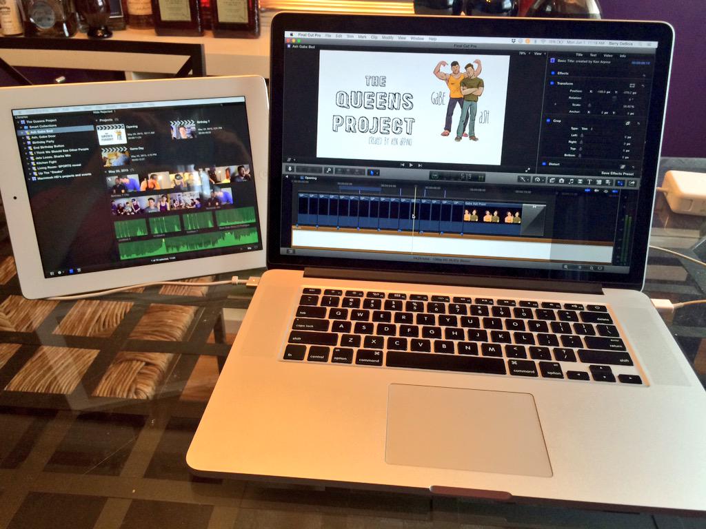 BarryDeBois's tweet photo. My new mobile duel-monitor editing setup using my iPad and @duetdisplay. #repurposedtech #yum http://t.co/aObVgt8Wx4
