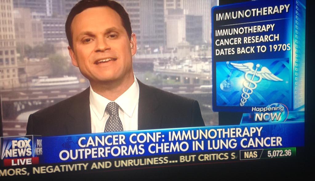 #DrSpigel on <a href="/FoxNews/">Fox News</a> #immunotherapy outperforms chemo in #lungcancer #ASC015