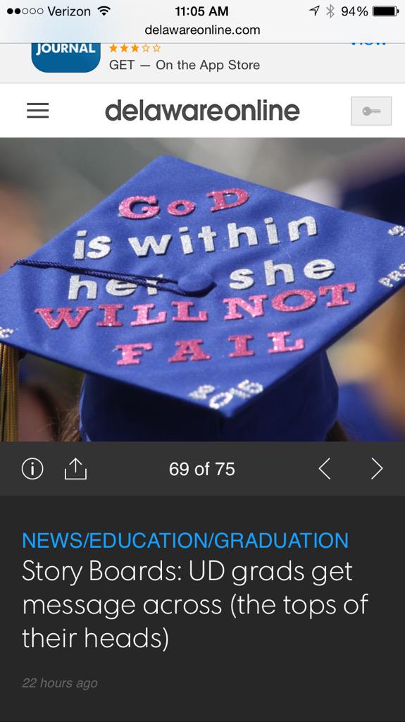 KeriPapili's tweet photo. Thank you @delawareonline for featuring my cap in the photo album! #UDGrad2015 #netDE http://t.co/ketVpTj0jw