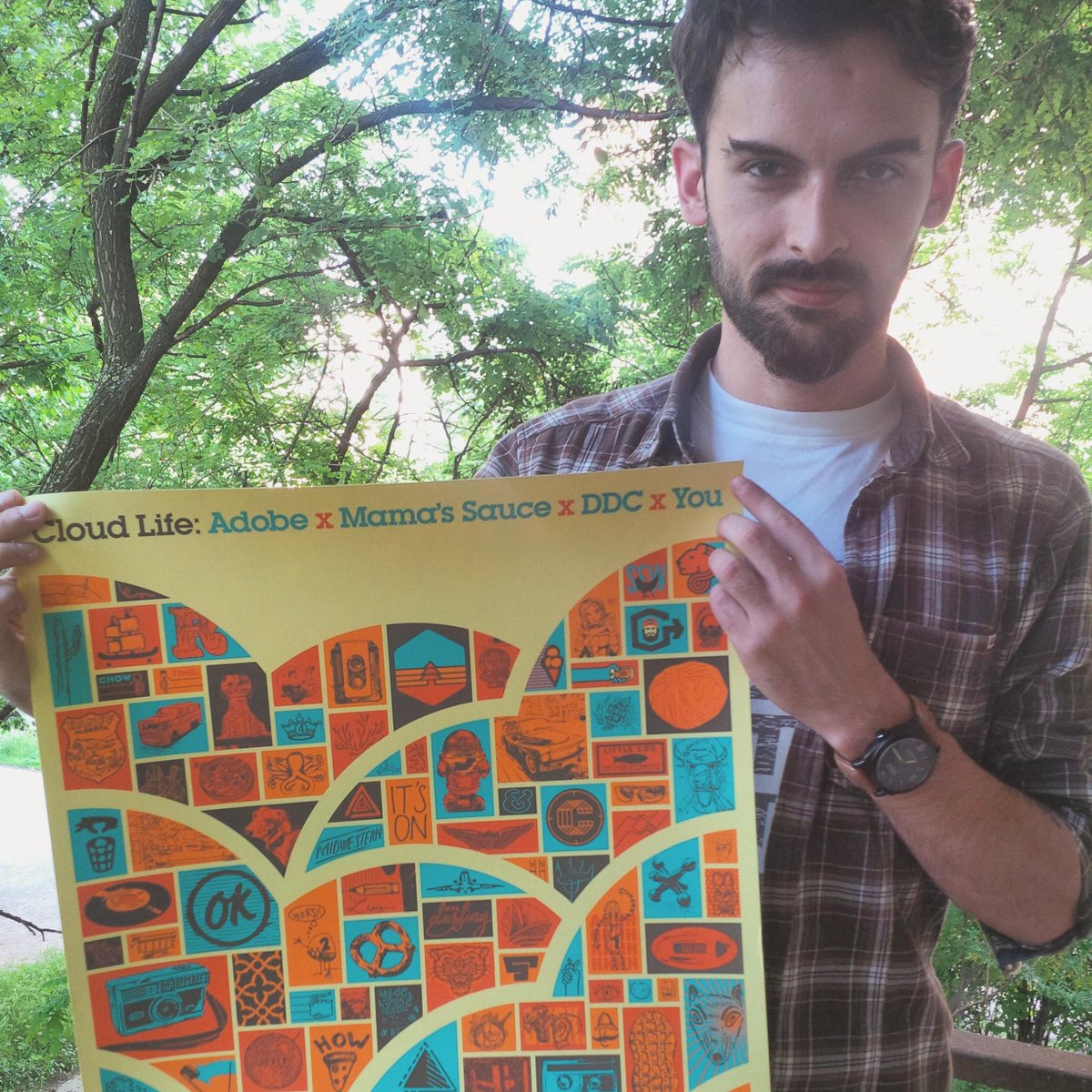 Flo_or99's tweet photo. finally received my poster! I love it! thank you so much @Draplin @mamassauce  &amp; @AdobeCCDesign  #adobeHOW http://t.co/4Q0bD0ommw