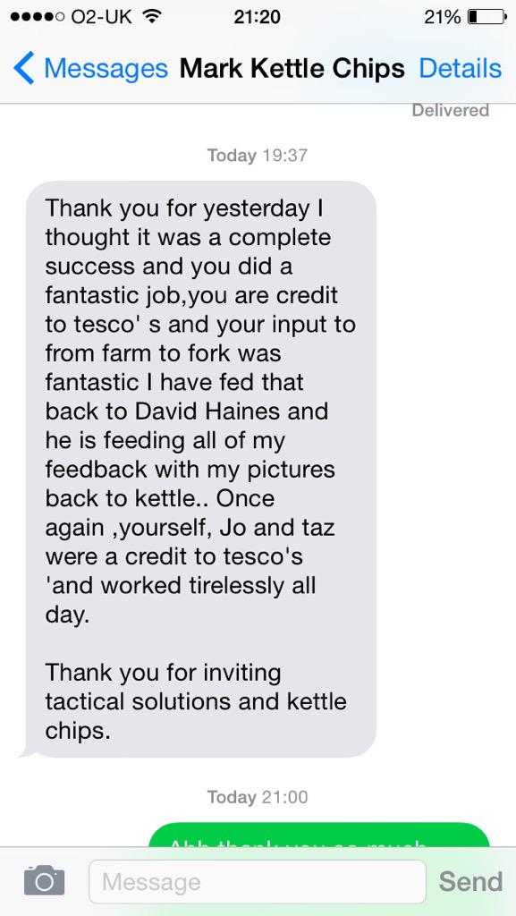 Lovely feed back for the all the hard work over the weekend 😃 <a href="/EatHappyProject/">EatHappyProject</a> <a href="/jonwhittlow/">Jon Whittaker</a> @TescoEastAnglia