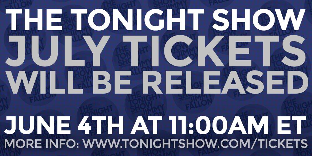 FallonTonight's tweet photo. Mark your calendars: July show tickets will be released this Thursday 6/4 at 11 AM ET! #FallonTonight http://t.co/MAzxLOI8VR