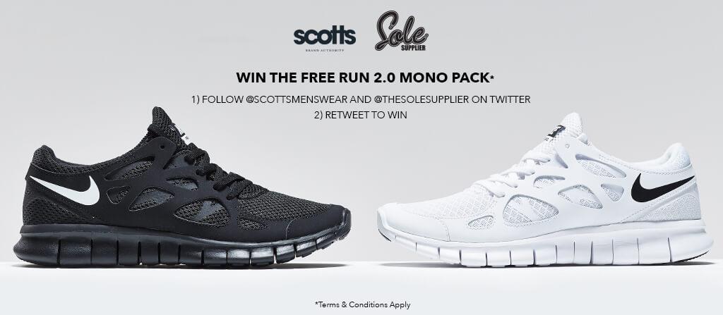 thesolesupplier's tweet photo. WIN Nike Free Run 2.0 (x2 Pairs) with @scottsmenswear 

Retweet &amp; Follow To Enter > http://t.co/RdxYU22OyM http://t.co/nVTqUrLUGJ