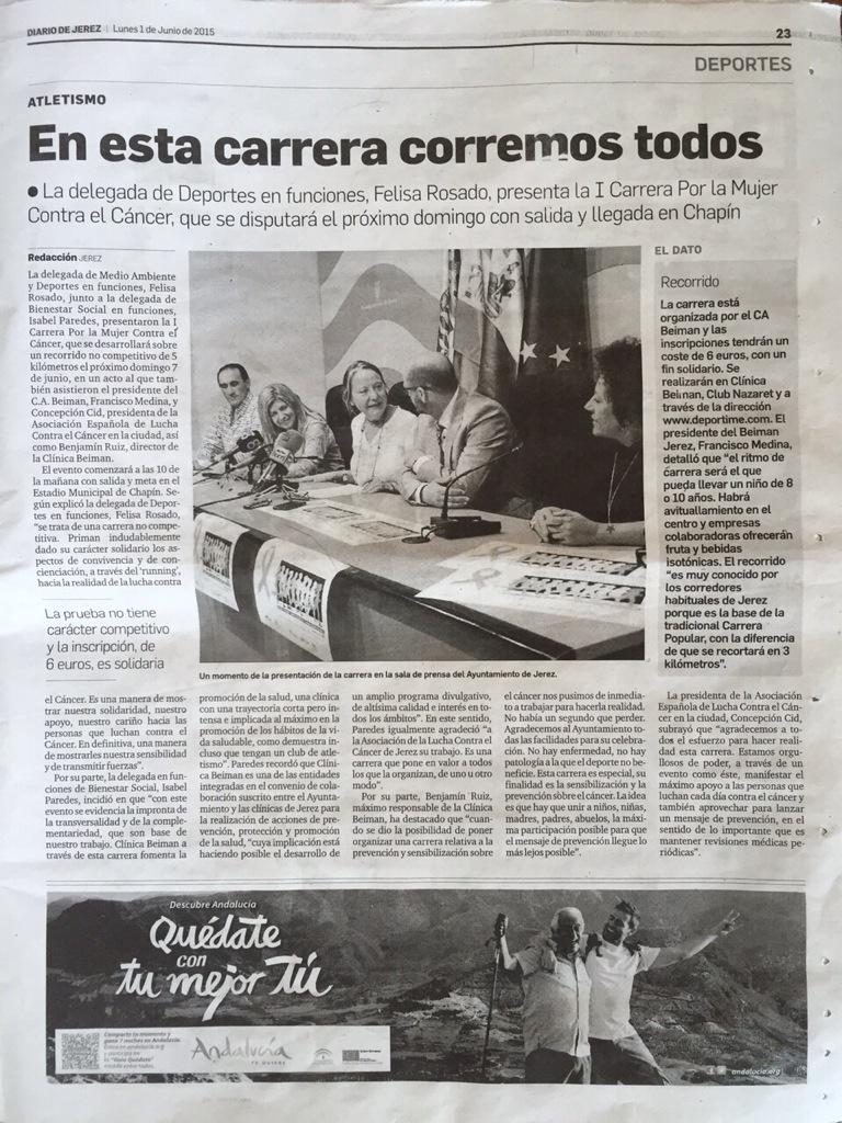 CABEIMAN's tweet photo. Hoy en @diariodejerez presentando la I Carrera por la mujer contra el cáncer, organizada por el club.
Os esperamos http://t.co/JjiPMnZZfp