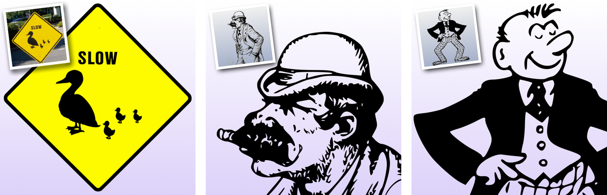 ImageVectorizer's tweet image. Some samples from #ImageVectorizer. For the duck crossing, I cropped away the background and set the fill to yellow.