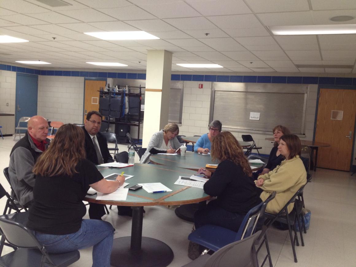 School Committee members Mark Terri and Kathy Bates join ASHPAC for an end of the year review of all the good work