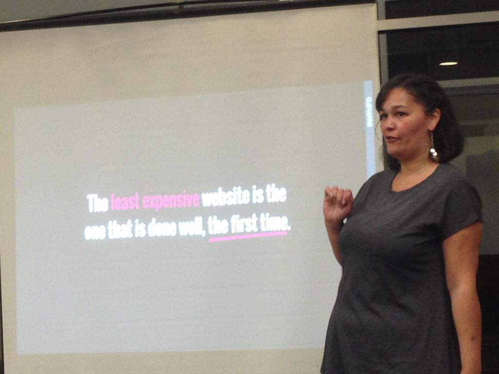 scottbreynolds's tweet photo. "The least expensive website is the one that is done well, the first time." - @bitofgrace #HartfordTechWeek2015 http://t.co/XVWMtcrRxI