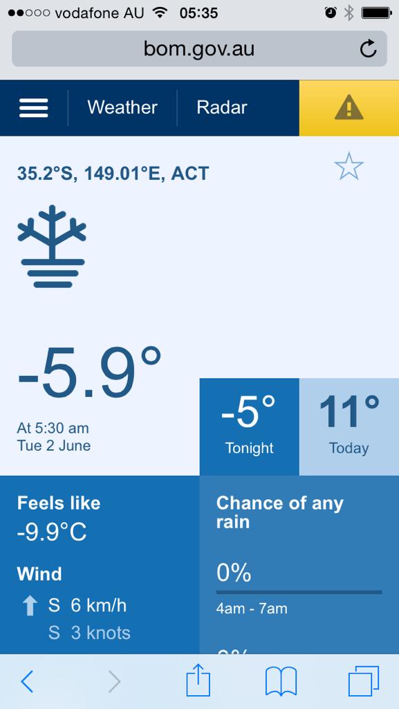 CatheyKelly's tweet photo. Omg!!! Winter is truly here!! I'm not getting out of bed today!!! feels like -9.9 what the?!?!? #Canberrawinter http://t.co/GrucUJtMlR