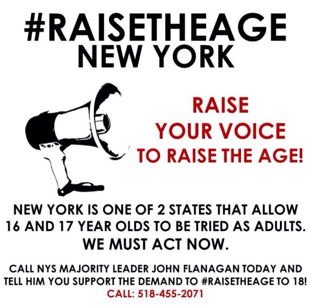 NYjusticeleague's tweet photo. Call NY Majority Leader John Flanagan NOW and tell him to #RaisetheAge ! http://t.co/JHU89lxdXH