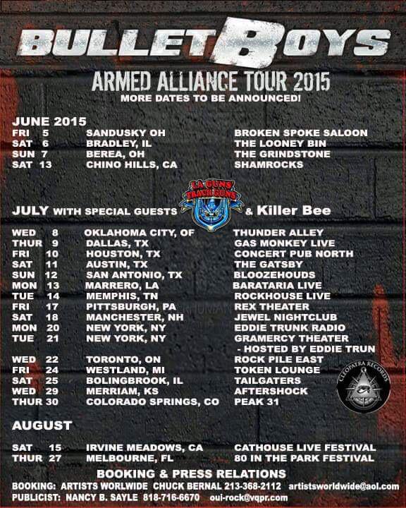 RaokRaven's tweet photo. #musiced @TheBulletBoys @sduncandrums @NickRozz Tour information for #BulletBoys &amp;  Elefante' @traciiguns 🎸🎸🎸🎸 http://t.co/wXnc9kYExv