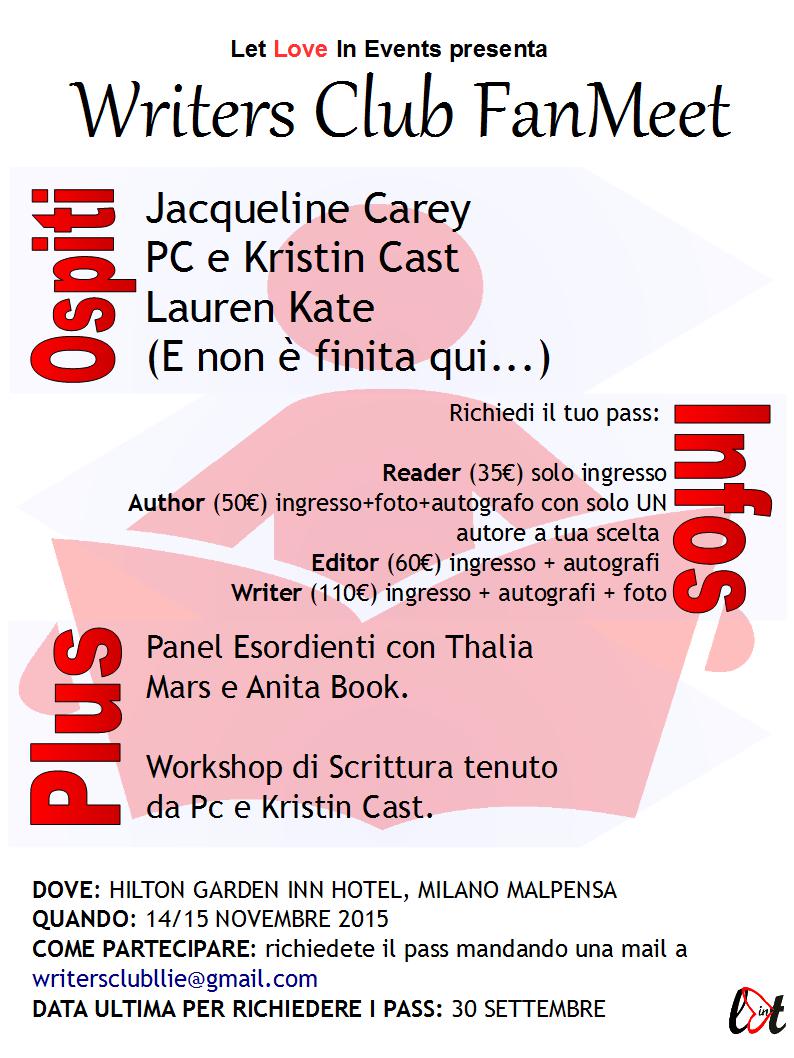LetLoveInEvents's tweet photo. Do you want to meet @JacquelineCarey @KCastAuthor and @laurenkatebooks in Milan? This is a unique occasion! Share it! http://t.co/5nWf9YhXE5