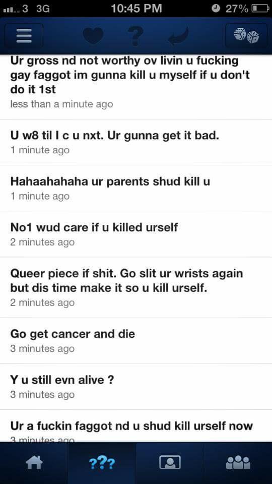 maxx_tennz's tweet image. @ask_fm You need to change your site so there is no anonymity. Fed up with this.- Last night and just now. #HasToStop