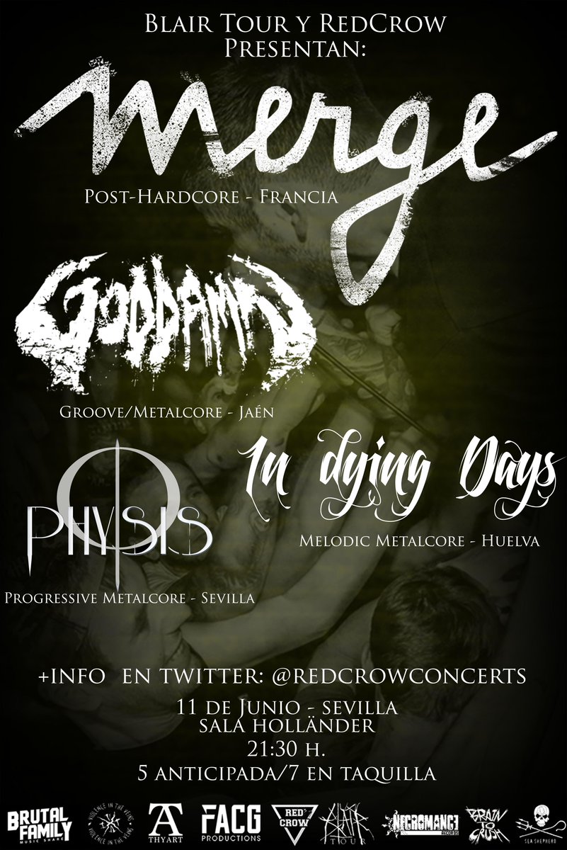 redcrowconcerts's tweet photo. ¡Cartel definitivo al que se unen los sevillanos Physis! @ThisisMerge + @GodDamnOfficial +@InDyingDaysBand + #Physis http://t.co/khQBKJwqDt