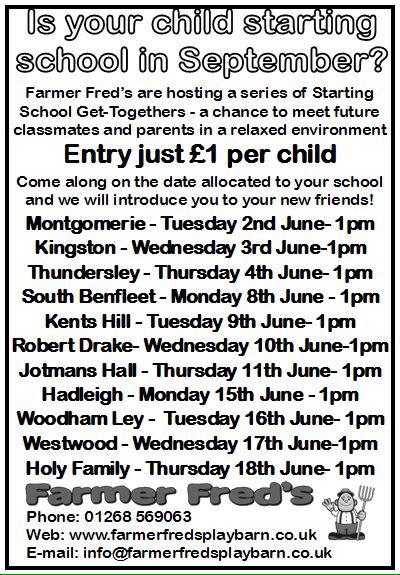 Starting School get together Tuesday 2nd is for Montgomerie- £1 per child from 1pm - come and meet your classmates!