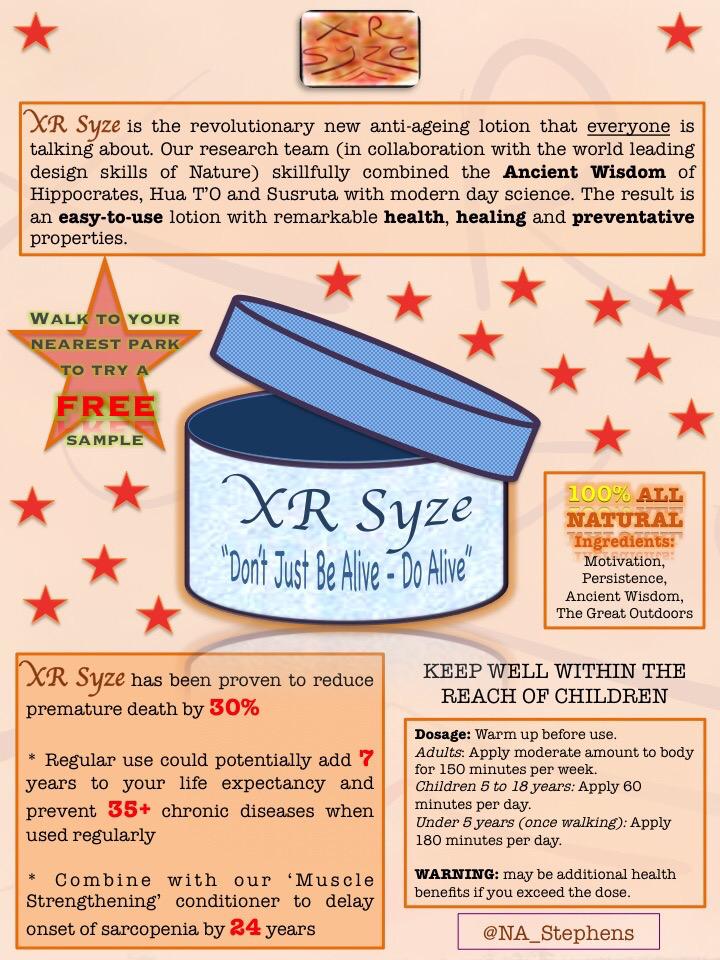 OesophaGuy's tweet photo. FREE sample of new anti-ageing cream "XR Syze" available at all local parks #DoAlive #exercise http://t.co/Shma2pgz5o