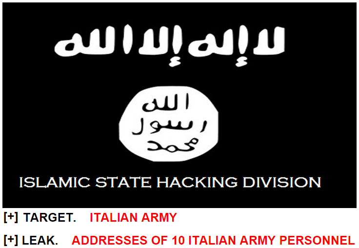 VaraCyber's tweet photo. “Islamic State Hacking Division” Calls for Attacks on 10 Italian Army Personnel http://t.co/NKhCxTvbfz http://t.co/xVSztwDU5q