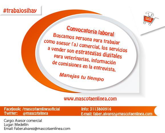 Convocatoria Asesor Comercial en Medellín #trabajosihay
